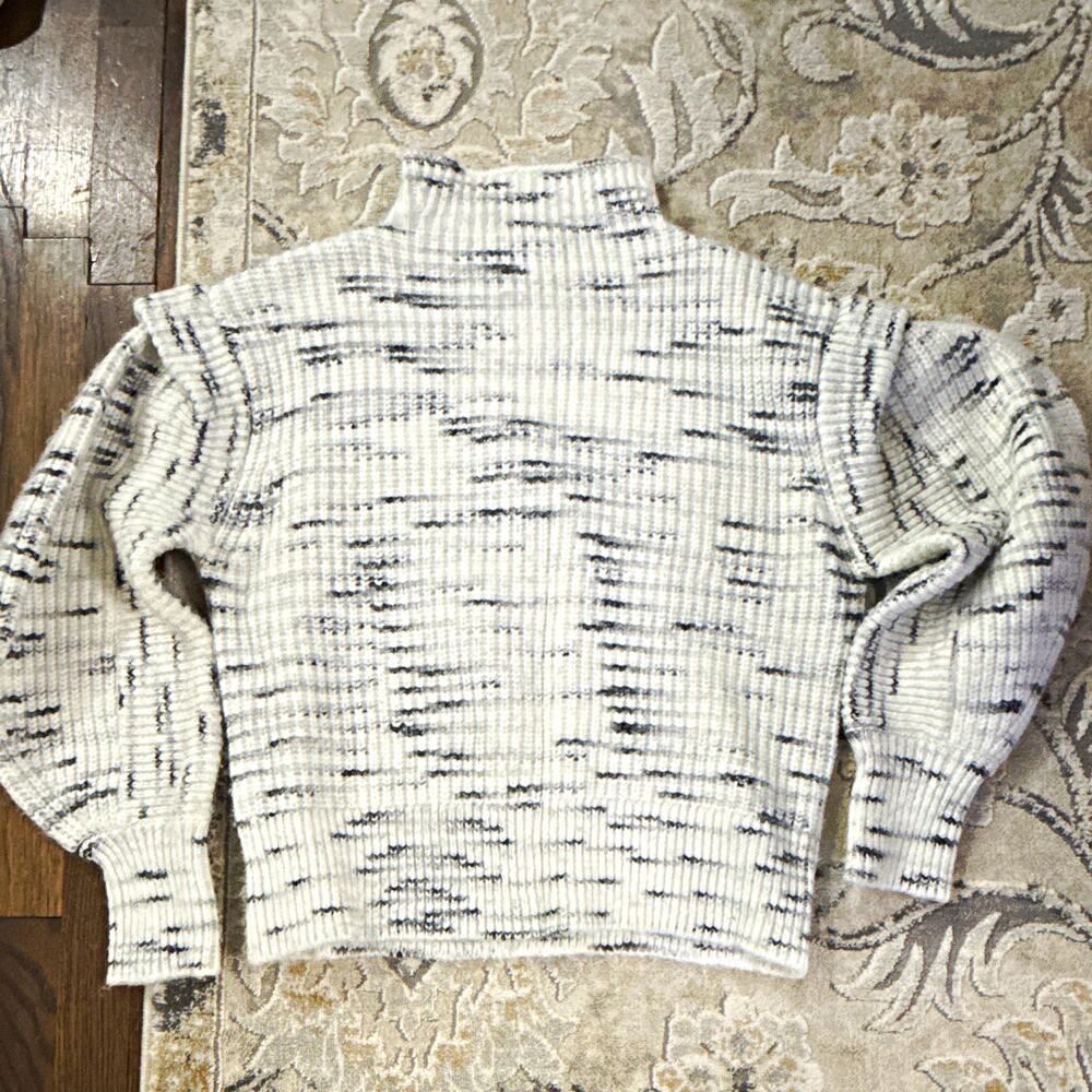 Varley White/Black Marled Rib-Knit Turtleneck Long Sleeve Pullover Sweater M